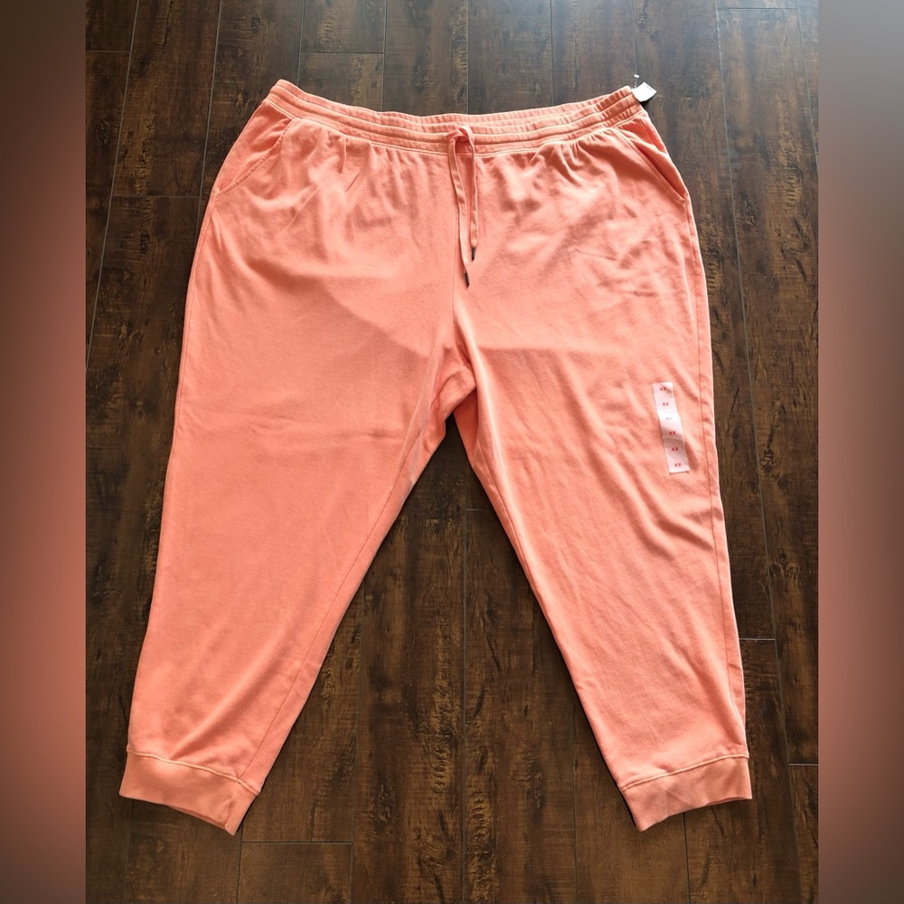 old navy  pants drawstring joggers lounge wear peach pink 4x New